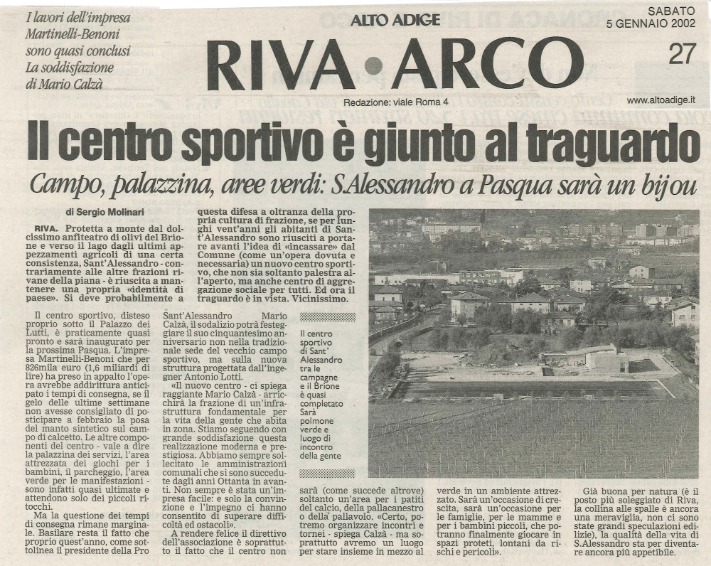 Il centro sportivo è giunto al traguardo