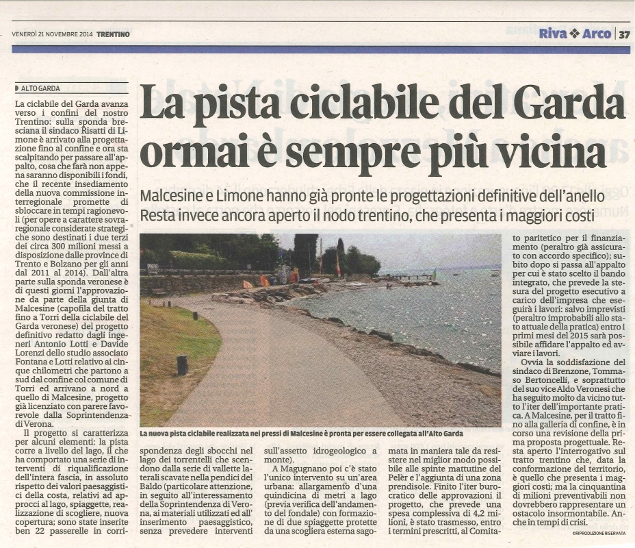 La pista ciclabile del Garda ormai è sempre più vicina
