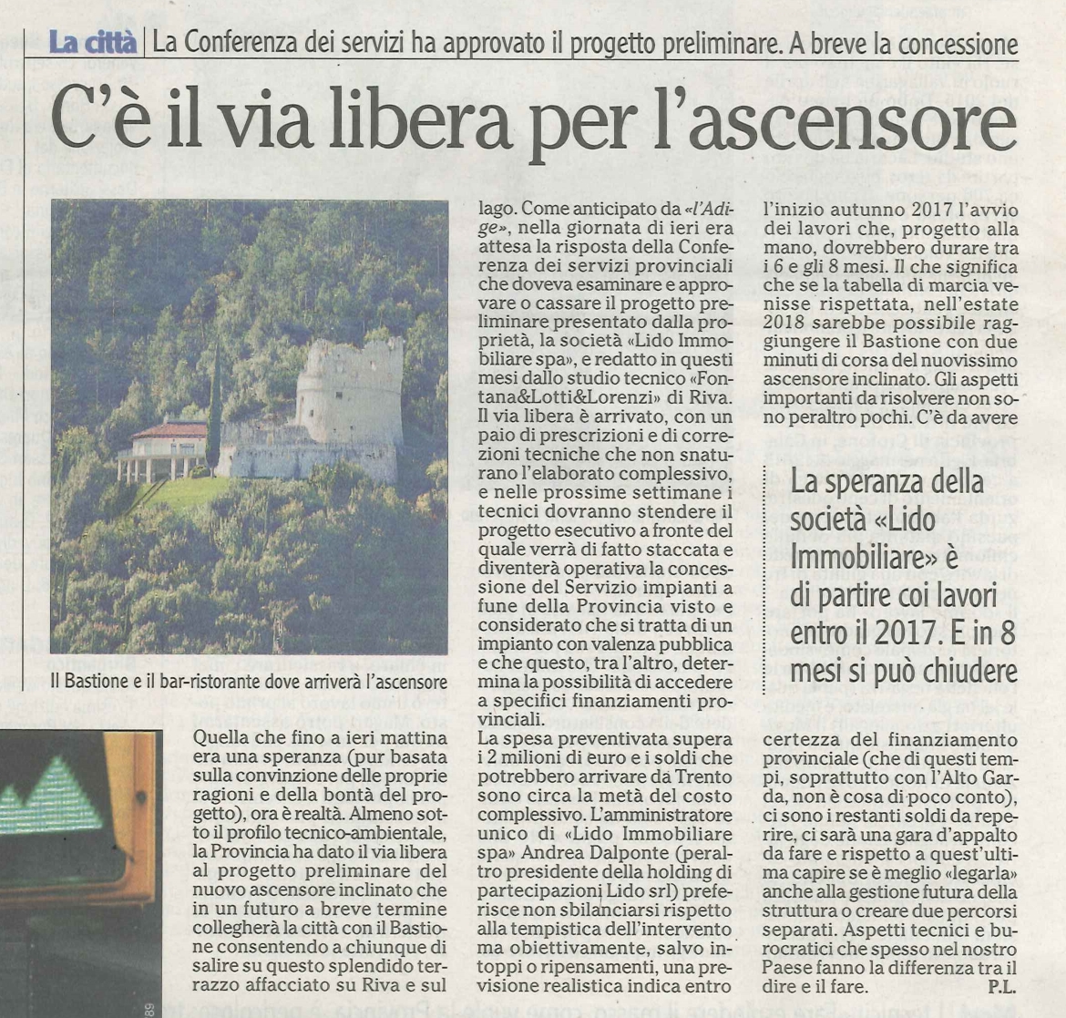 C'è il via libera per l'ascensore