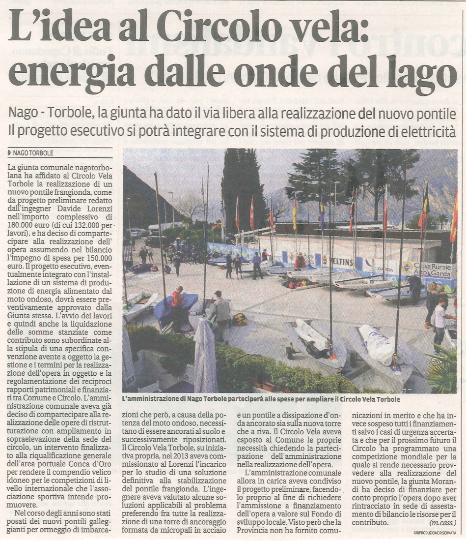 L'idea al Circolo Vela - Energia dalle onde del lago