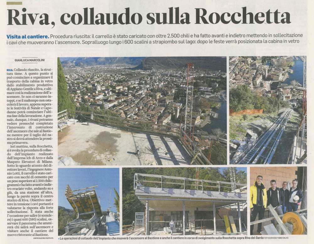 Riva, collaudo sulla Rocchetta