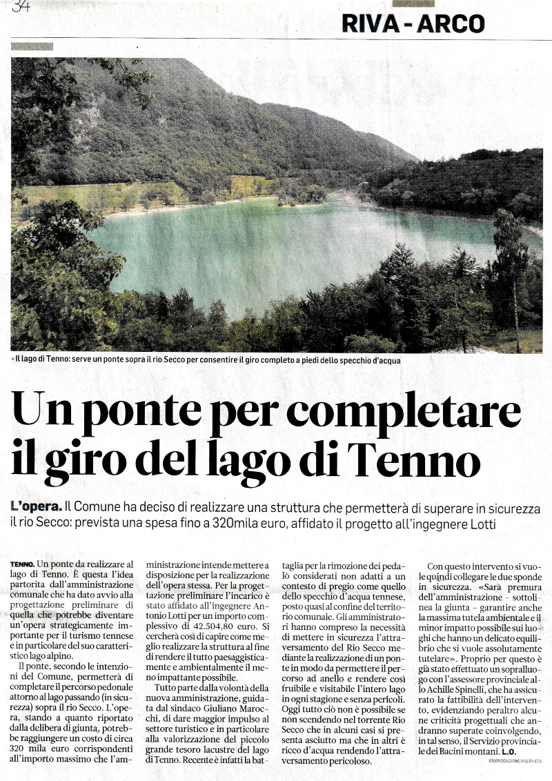 Un ponte per completare il giro del lago di Tenno