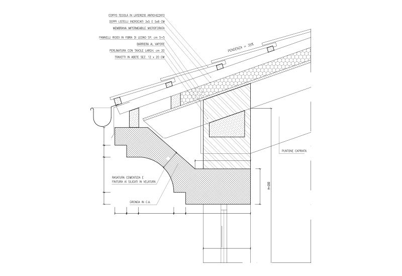 Palazzina Scaligero grondaia c a